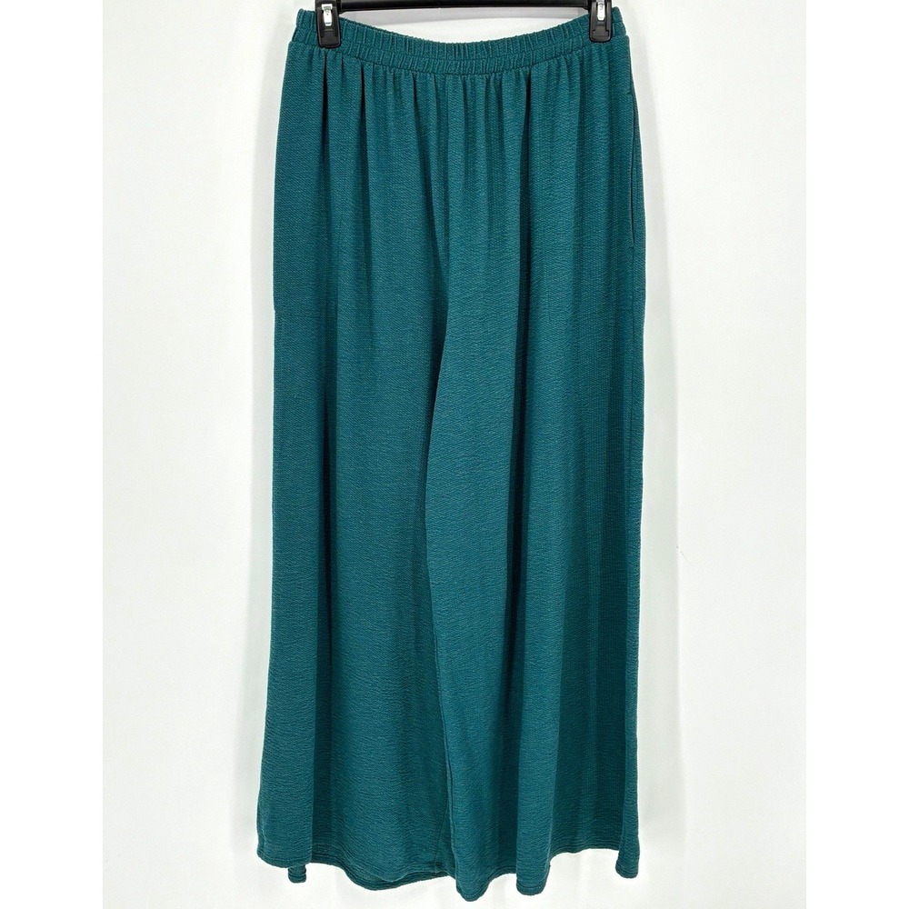Free People FP Beach XL Teal Wide Leg Pants Linen Blend Textured OB11102026